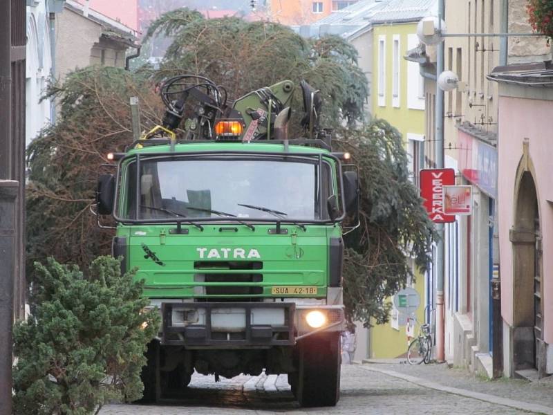 Náměstí Míru v Šumperku již zdobí vánoční strom.