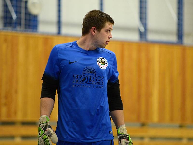 Zápas 1. kola FUTSAL ligy 2017/18. Jeseník v ostravské hale VŠB porazil Mělník 3:1.