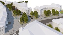 Vizualizace - Budoucí podoba Náměstí Osvobození v Zábřehu podle dopracovaného vítězného architektonického návrhu