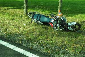 Nehoda motorky v pátek 7. října 2022 mezi Rejcharticemi a Kopřivnou