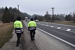 Policejní kontrola na hranici šumperského a svitavského okresu v pondělí 1. března dopoledne u Studené Loučky na Mohelnicku.