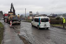 Rekonstrukce silnice I/44 v Bělé pod Pradědem. Duben 2023