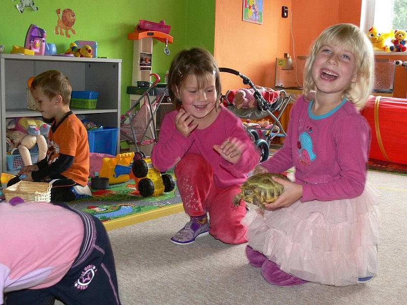 Všude je plno hraček, jen stolečky a židle jsou menších rozměrů než obvykle. Vešli jste právě do soukromé mateřské školky Tkanička ve Vikýřovicích