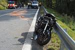 Nehoda motorkáře mezi Kouty nad Desnou a Červenohorským sedlem, 13. září 2020