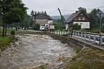 Následky bleskové povodně v Bělé pod Pradědem - horním Domašově.