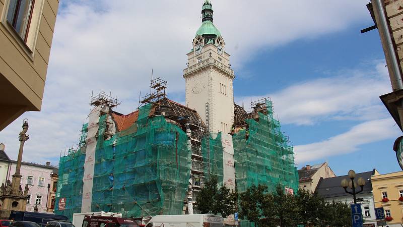 Rekonstrukce radnice v Šumperku, stav 20. července 2018.