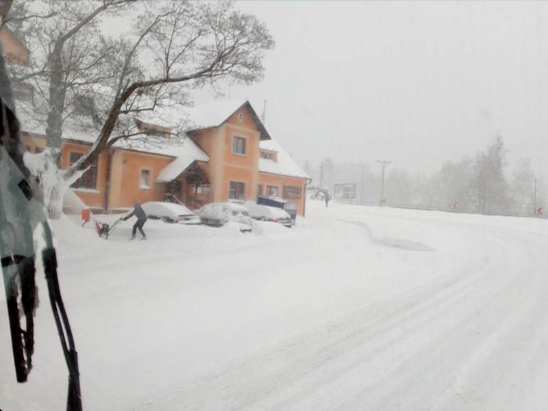 Sněžení na Jesenicku 19.4. 2017