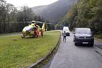 Ke dvěma těžkým zraněním v Jeseníkách byl v sobotu 28. září povolán vrtulník.