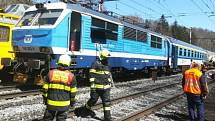 Požár lokomotivy v Hoštejně - 27. 4. 2021