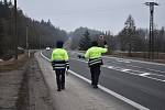 Policejní kontrola na hranici šumperského a svitavského okresu v pondělí 1. března dopoledne u Studené Loučky na Mohelnicku.