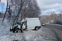 Dopravní nehoda mezi Heřmanovicemi a Zlatými Horami