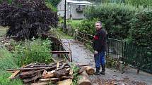 Následky bleskové povodně v Oskavě v pondělí 8. června 2020.