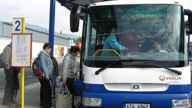 Snímek z jesenického autobusového nádraží