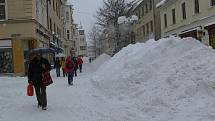 Takhle to vypadalo v šumperských ulicích během poledne ve středu 3. února