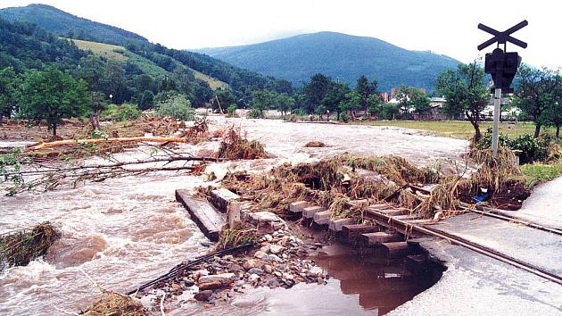Takhle to vypadalo v Loučné při povodních v roce 1997