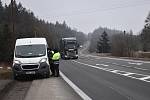 Policejní kontrola na hranici šumperského a svitavského okresu v pondělí 1. března dopoledne u Studené Loučky na Mohelnicku.