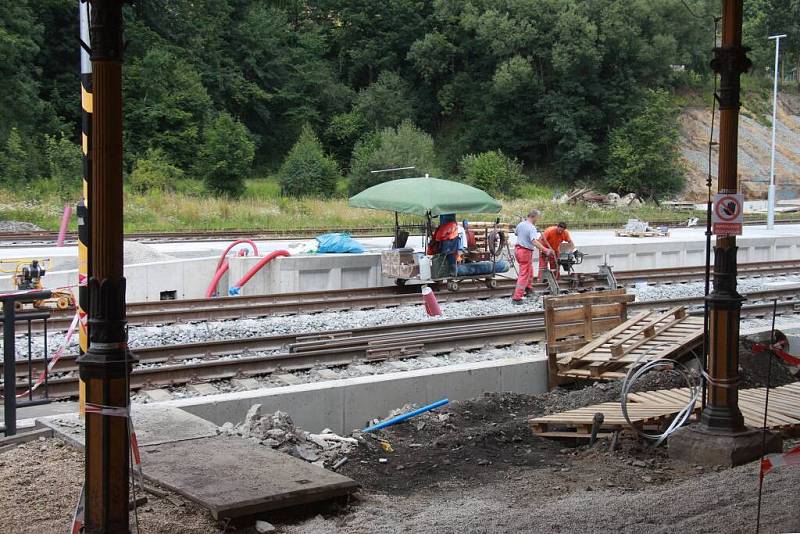 Hanušovice, červenec 2016. Rekonstrukce trati Bludov - Jeseník