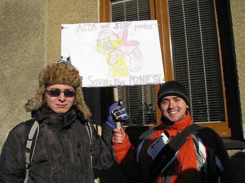 Šumperská demostrace proti ACTA, čtvrtek 2. února 2012