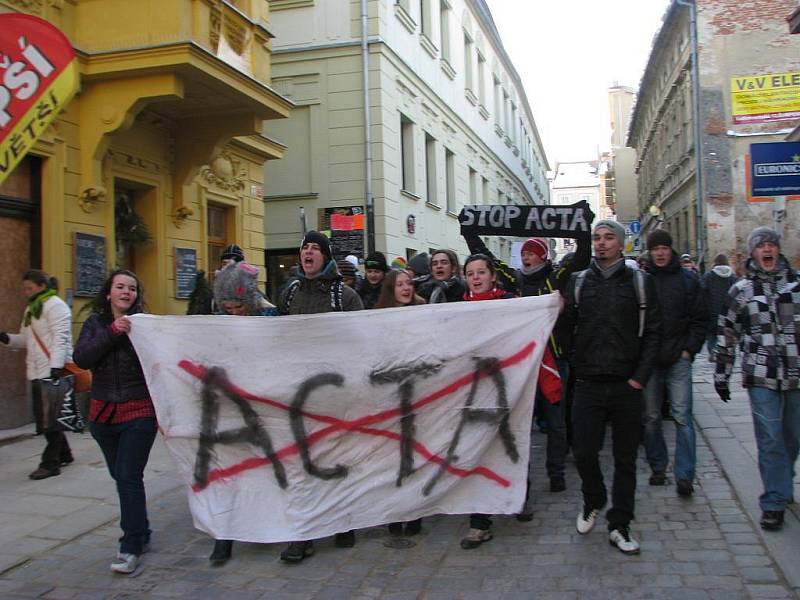 Šumperská demostrace proti ACTA, čtvrtek 2. února 2012