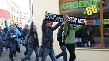 Šumperská demostrace proti ACTA, čtvrtek 2. února 2012