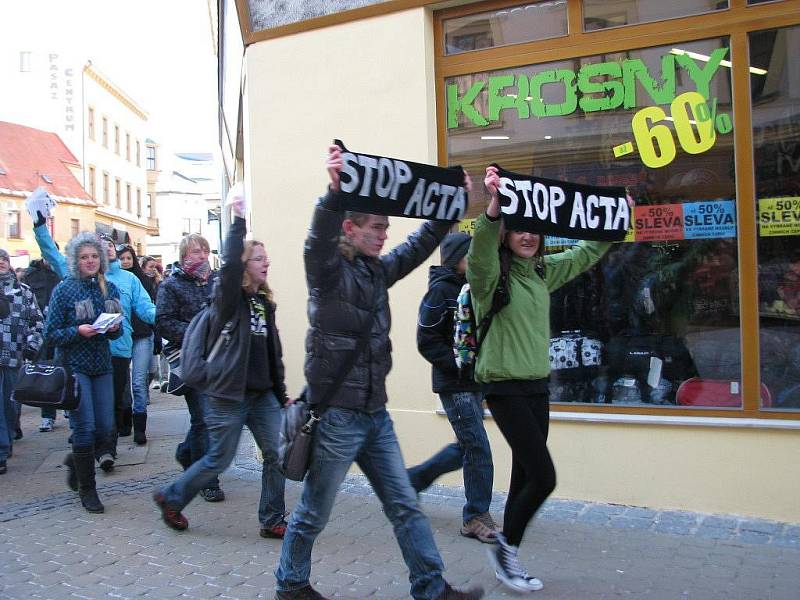 Šumperská demostrace proti ACTA, čtvrtek 2. února 2012