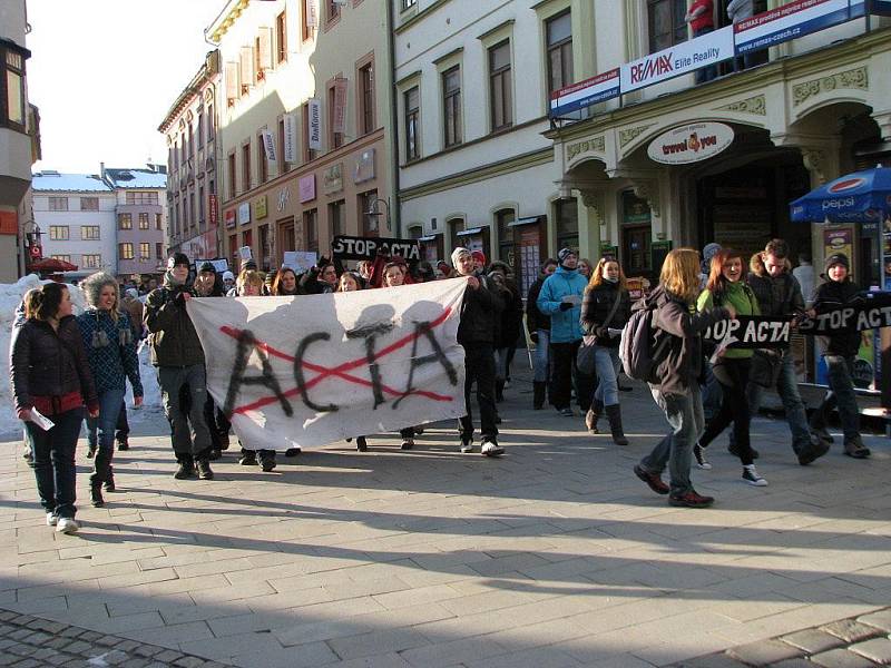 Šumperská demostrace proti ACTA, čtvrtek 2. února 2012