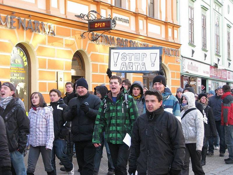 Šumperská demostrace proti ACTA, čtvrtek 2. února 2012