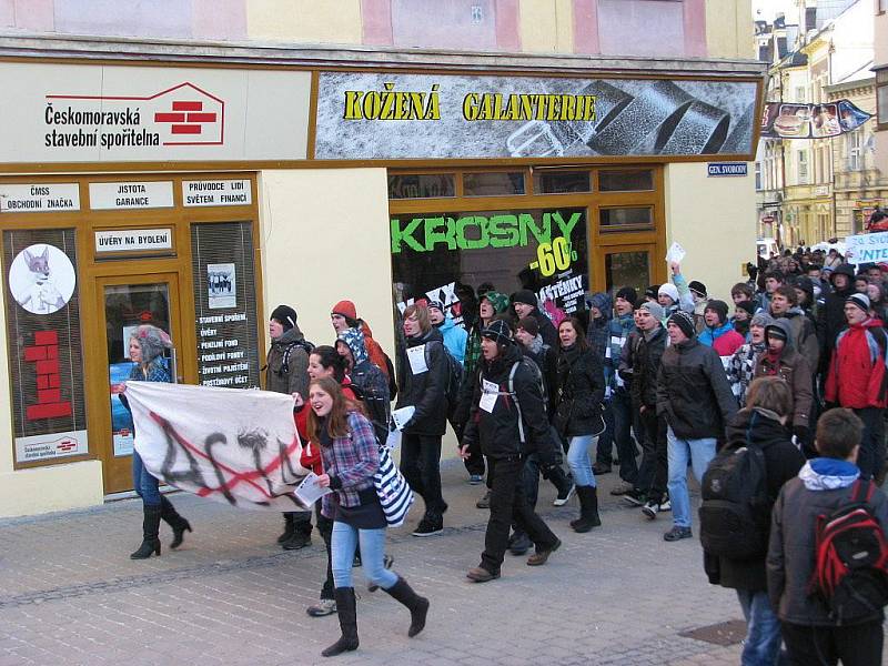 Šumperská demostrace proti ACTA, čtvrtek 2. února 2012