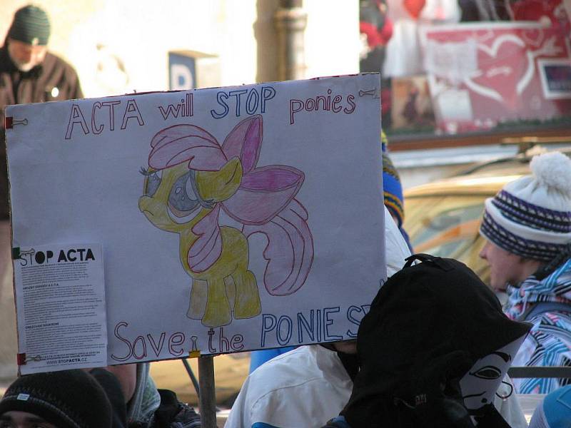 Šumperská demostrace proti ACTA, čtvrtek 2. února 2012