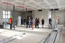 Přestavba Masarykovy školy na knihovnu, stav v úterý 30. ledna 2018.