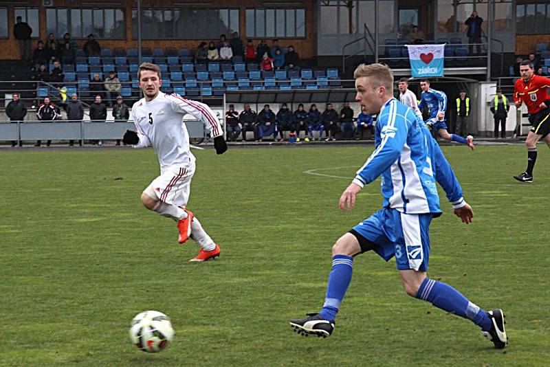 Fotbalisté Sulka Zábřeh (v modrém) proti Kojetínu