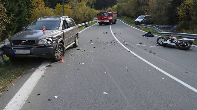 Nehoda motorkáře u Skřítku u Sobotína