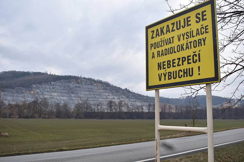 Sesuv závěrné stěny v lomu Vitošov ve středu 16. března.