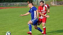 Fotbalisté Šumperku (v modrém) remizovali se Vsetínem 0:0.