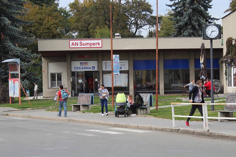 Autobusové nádraží v Šumperku v roce 2018