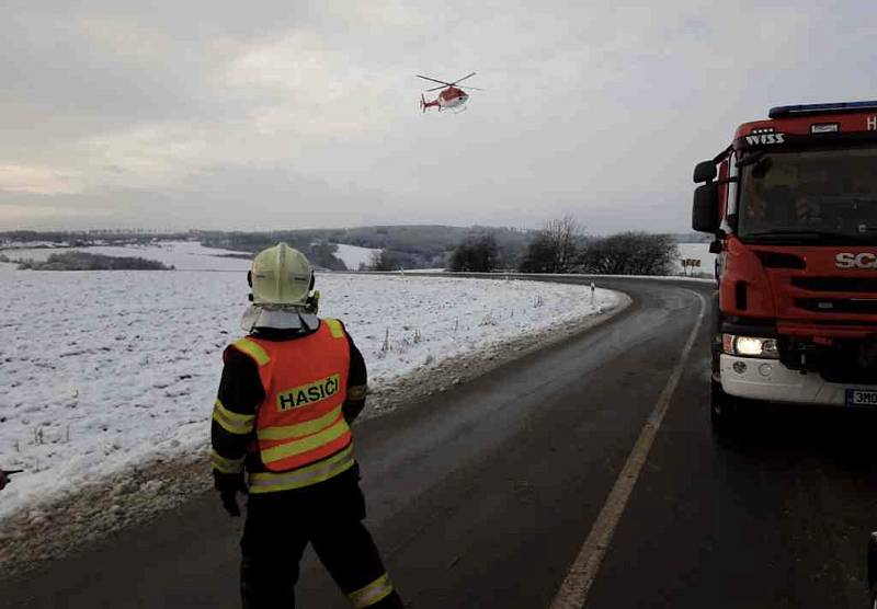 Nehoda u Měníku v okrese Olomouc. 7. ledna 2020