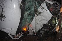 Řidič dodávky narazil u Sobotína do stromu, 9. února 2024