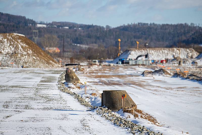 Výstavba obchvatu obce Bludov a Dolních Studének s přivaděčem do města Šumperk, 21. ledna 2022.