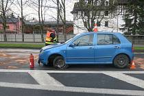 Nehoda opilé řidičky fabie v Bezručově ulici v Jeseníku, 24. dubna 2023