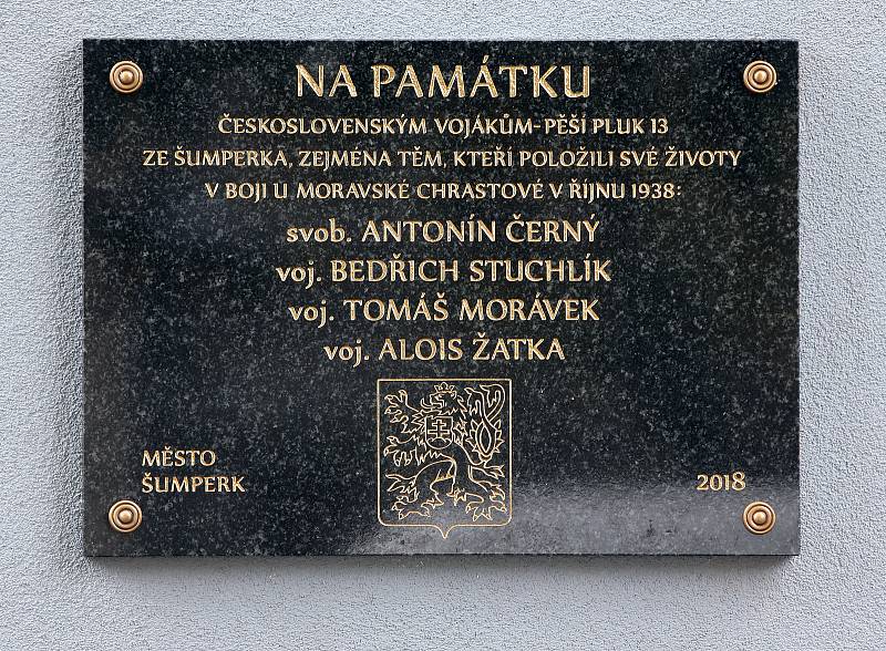 Odhalení pamětní desky vojákům 13. pěšího pluku ze Šumperku