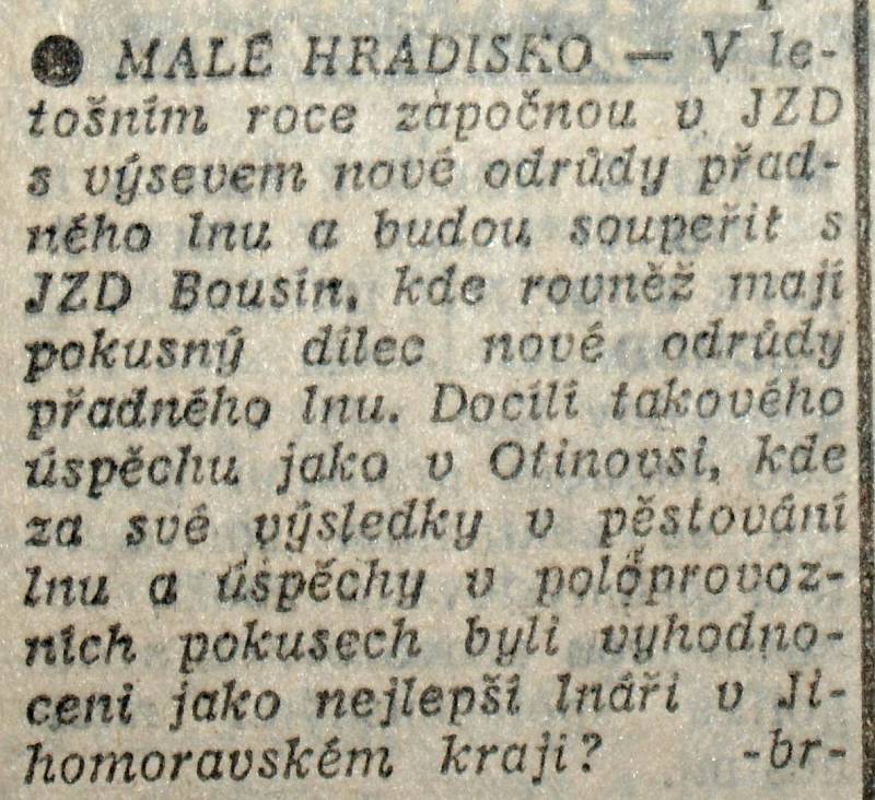 Výstřižek ze Stráže lidu z roku 1966