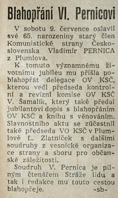 Výstřižek ze Stráže lidu z roku 1966