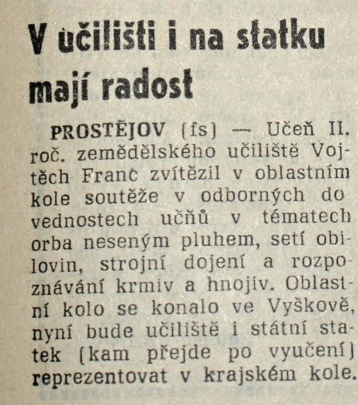 Výstřižek ze Stráže lidu z roku 1966