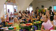 První školní den v Olšanech u Prostějova