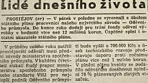 Výstřižek z vánočního vydání prostějovské Stráže lidu z roku 1961