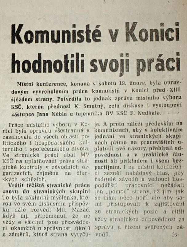 Výstřižek ze Stráže lidu z roku 1966