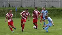 Fotbalisté Prostějova (v modro-bílém) porazili Vítkovice 4:1.