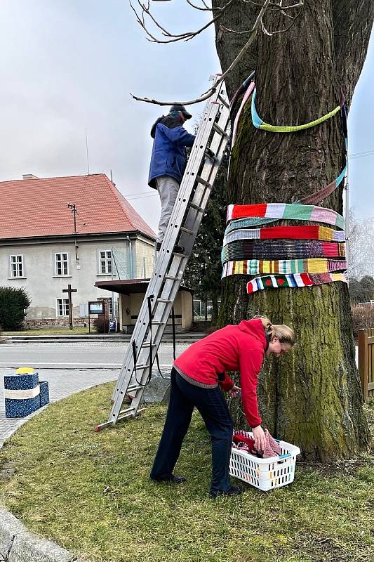 Občané Vrchoslavic si udělali radost a zkrášlili jasan před kostelem.