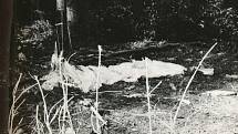 Tragická havárie MIGu-21U u Bukové na Prostějovsku 14. 10. 1988 - zbytky záchranného padáku