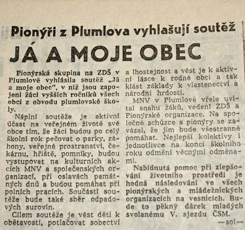 Výstřižek ze Stráže lidu z roku 1966